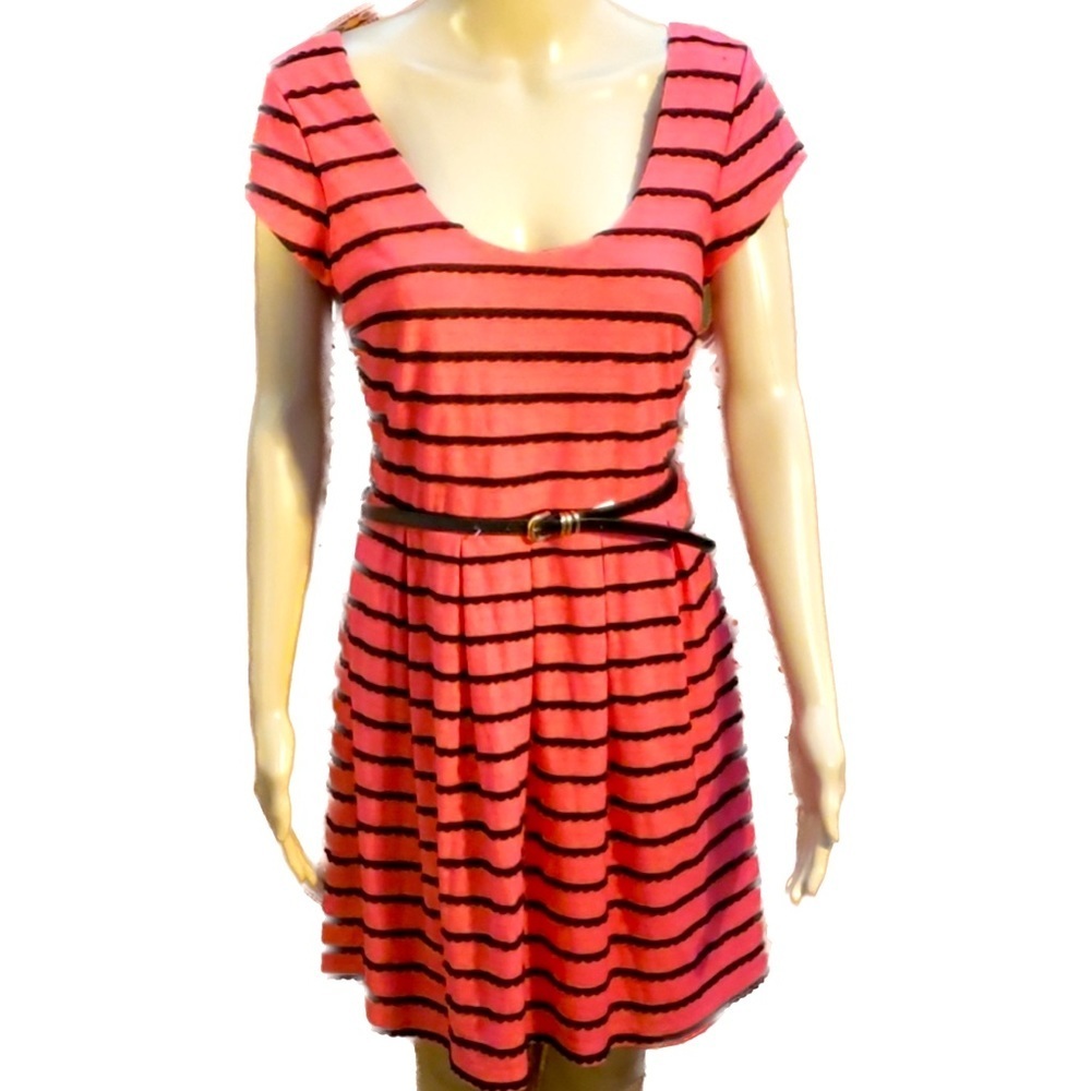 Candies watermelon striped belted A-Line dress size Large